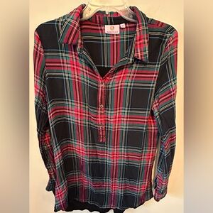 Marley Lilly Women’s Tartan Plaid Long Sleeve Shirt Tunic Size Medium